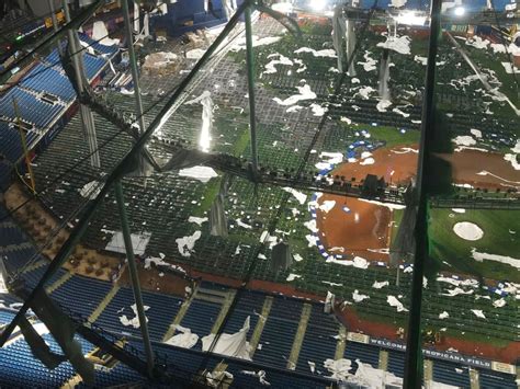 Hurricane Milton damages the roof of the Tampa Bay Rays' stadium