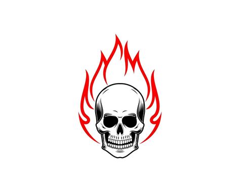 Skull head with fire flame illustration 6962075 Vector Art at Vecteezy