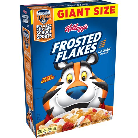 Kellogg's Frosted Flakes, Breakfast Cereal, Original, Giant Size, 33.5 Oz - Walmart.com ...