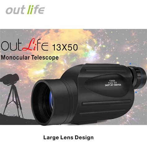 Outlife 13X50 Monocular Telescope Prism Scope Wide Angle Waterproof Outdoor Birdwatching Hunting ...