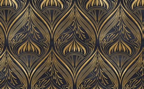 Marbled black and gold leaf art deco Pattern Wallpaper for Walls | Erte in Gold