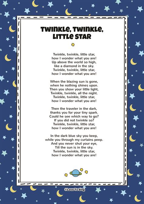 Twinkle Twinkle Little Star Nursery Rhyme. Kids will love this fun sing along rhyme! Free lyri ...