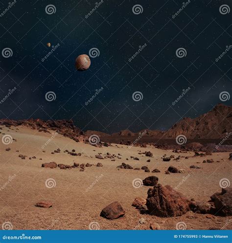 Moons Phobos and Deimos on the Sky Planet Mars Stock Image - Image of sandy, landscape: 174755993