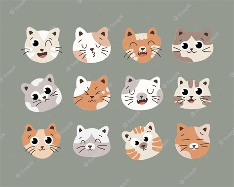 Premium Vector | Cat Head Character Icon Emoji