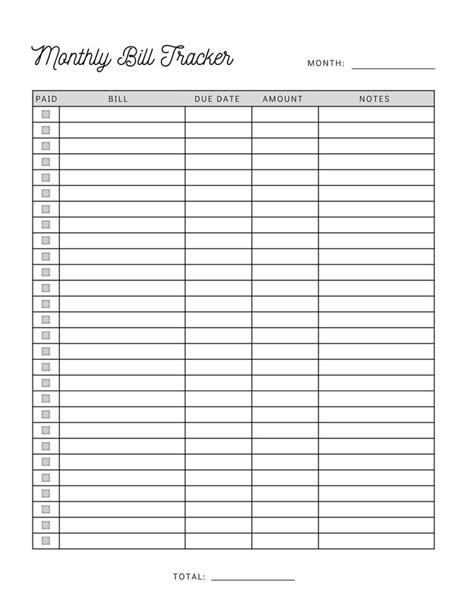 Monthly Bill Payment Tracker Printable Bill Pay Checklist Organizer ...