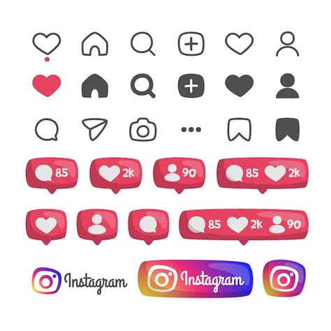 Premium Vector | Instagram icons and notification buttons