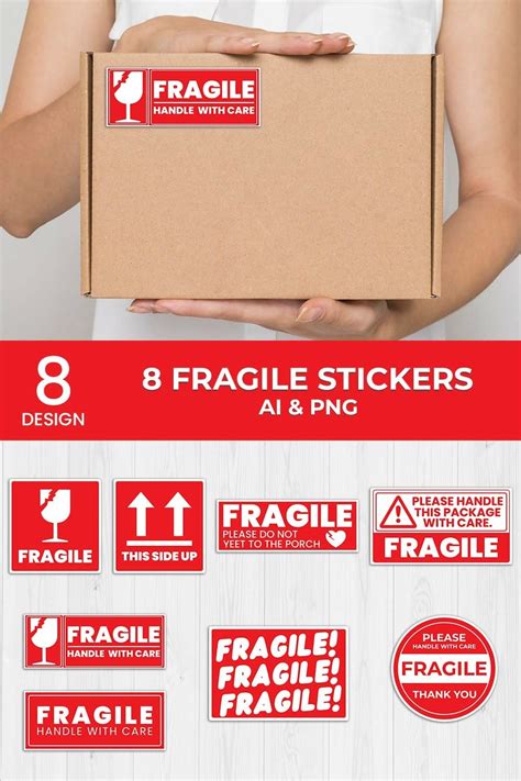 8 Fragile Stickers for Packaging