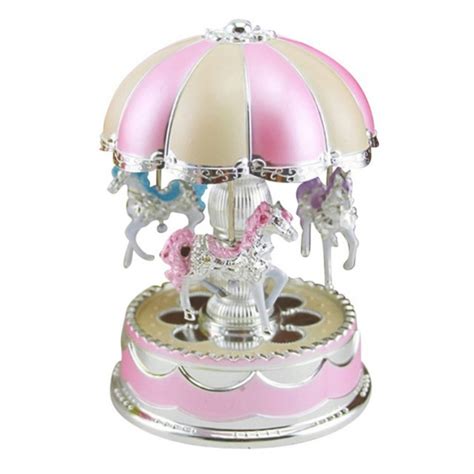 Merry-Go-Round Carousel Music Box Toy Swivel Glowing Carousel Horse ...