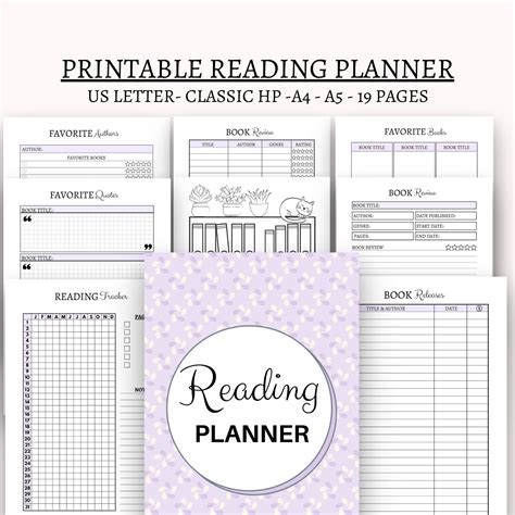 Reading Planner Printable Reading Journal Book Planner Reading - Etsy