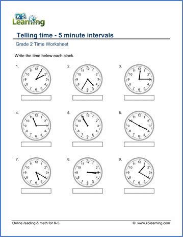 Grade 2 Telling Time Worksheets - free & printable | K5 Learning