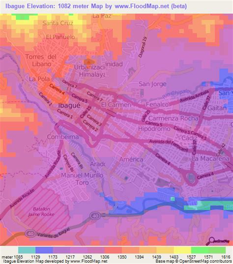 Elevation of Ibague,Colombia Elevation Map, Topography, Contour