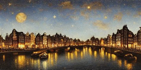 view from the amstel river in amsterdam at night, sky | Stable ...