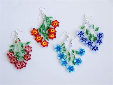 Huichol Flower Earrings Beading Tutorial Seed Bead Earrings How to Make ...