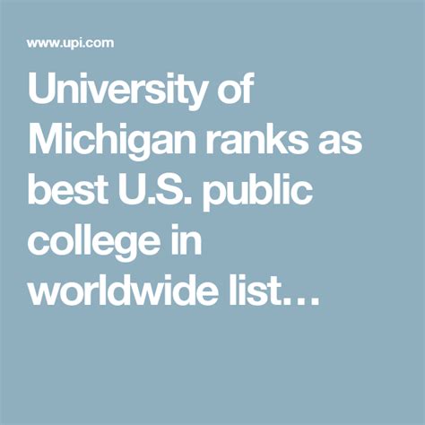 University of Michigan ranks as best U.S. public college in worldwide ...