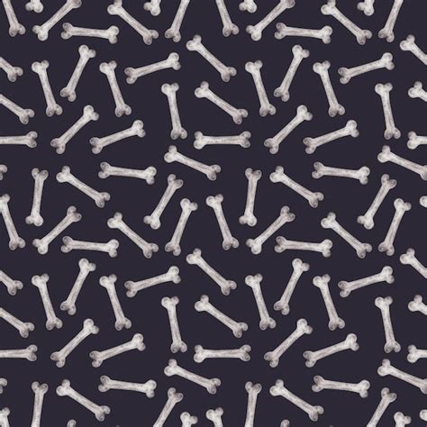 Premium Photo | Bones on dark background watercolor seamless pattern