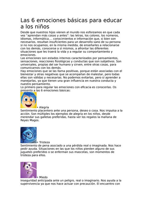 Las 6 emociones básicas para educar a los niños - Las 6 emociones ...