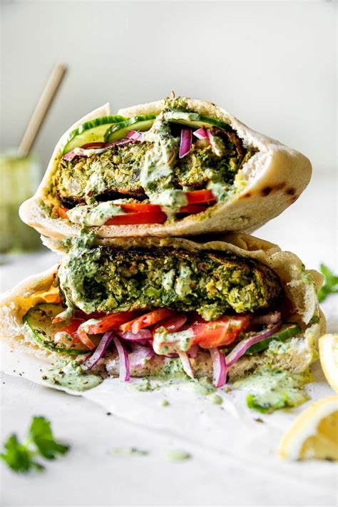 Grilled Falafel Burgers & Green Tahini (Vegan Chickpea Burgers!) | PWWB