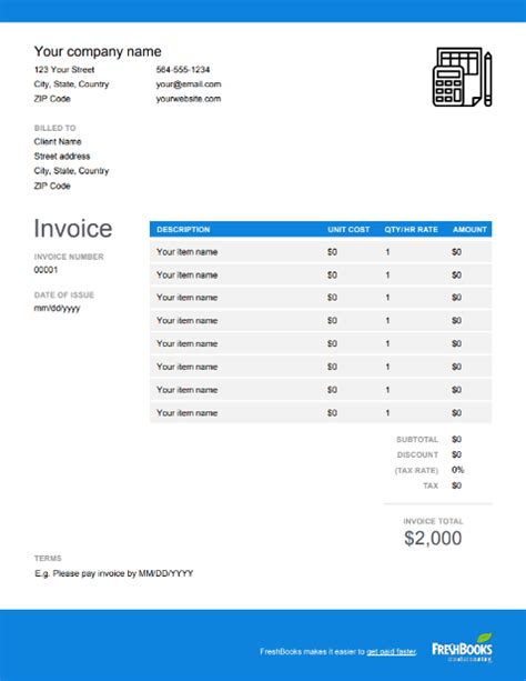 Accounting Invoice Template | Get Free Templates | FreshBooks