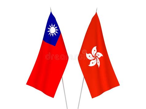 Taiwan and Hong Kong Flags Together, Fabric Texture, Thunder Icon, 3D ...