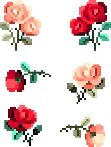 "Mini Pixel Roses - Set of 6" Stickers by pixelatedcowboy | Redbubble ...