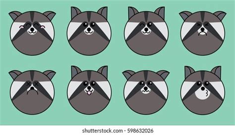 Raccoon Emoji Set Stock Vector (Royalty Free) 598632026 | Shutterstock