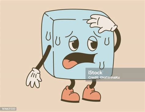 Funny Groove Character Suffering From Melting Ice Cube With Face Vector ...