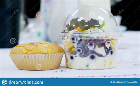 Fruit Salad and Cake stock image. Image of fence, market - 139484401