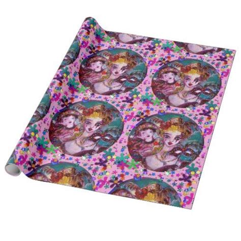 VALENTINE VENETIAN MASQUERADE MASKS AND CONFETTI WRAPPING PAPER | Zazzle | Masks masquerade ...