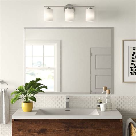 Zipcode Design Marylee Rectangle Beveled Polish Frameless Wall Mirror with H… | Frameless vanity ...