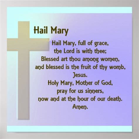 Poster-Hail Mary Prayer Poster | Zazzle.com
