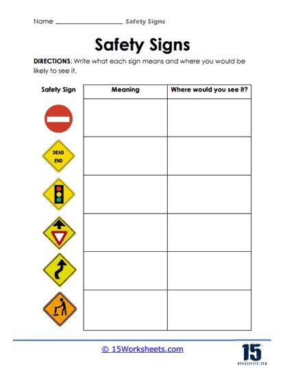 Safety Signs Worksheets - 15 Worksheets.com