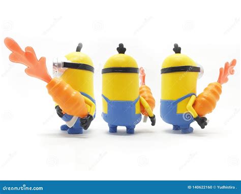 Yellow Banana Minion Toys Plastic Model from Despicable Me Movie in White Isolated Background ...