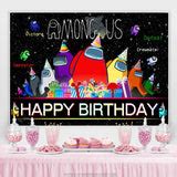 Among Cartoon Characters With Gifts Birthday Backdrop – Lofaris