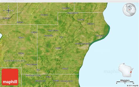 Satellite 3D Map of Manitowoc County