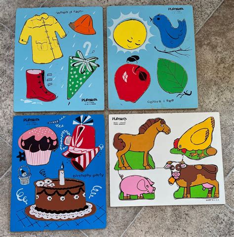 Vintage Playskool Puzzles Lot, Vintage Playskool Object Puzzles, Vintage Playskool Puzzles ...