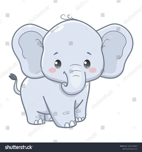 Vector Illustration Cute Baby Elephant Cartoon Stock Vector (Royalty ...