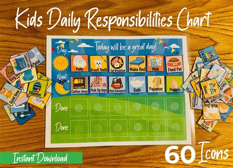 Kids Daily Responsibilities Chart, Daily Routine, Chore Chart, Daily Task List, Children's Job ...