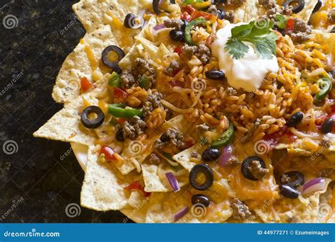 Nachos with Rice and Sour Cream Stock Image - Image of freshness ...