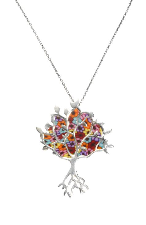 Necklace with Millefiori Etz Chaim Tree of Life Pendant