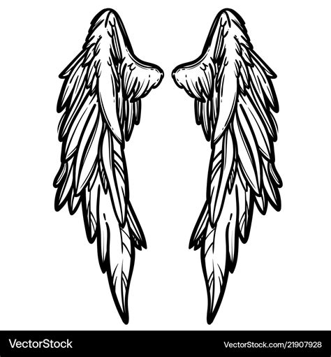 Line art of angel wings hand drawn Royalty Free Vector Image