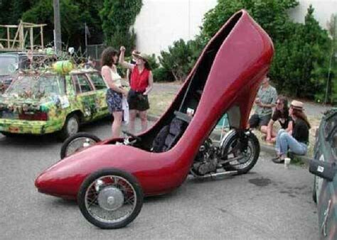 Red High Heel Motorcycle! ..what a wind catcher | Weird cars, Car humor ...