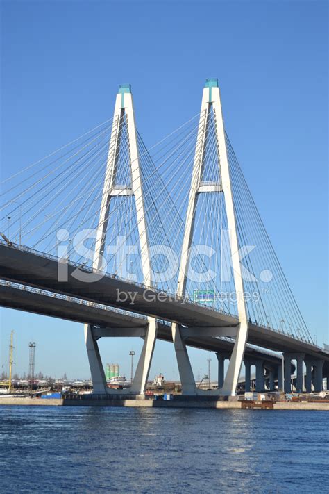 Cable-Stayed Bridge In St.Petersburg Stock Photo | Royalty-Free ...