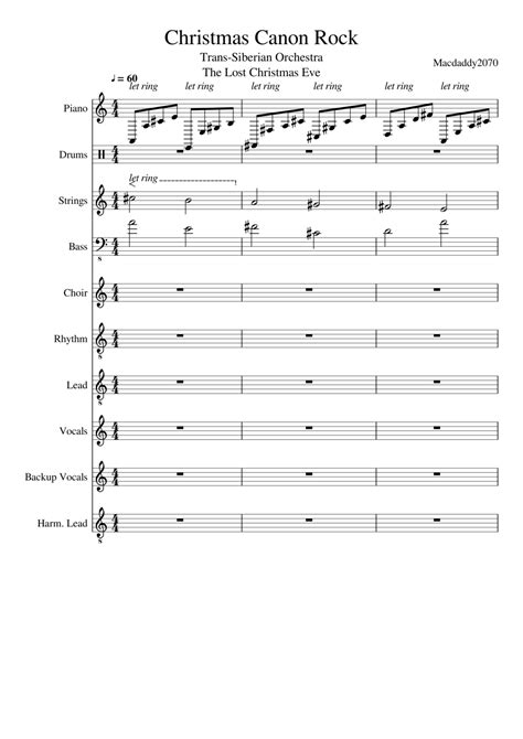 Free sheet music: Christmas Canon Rock- by Trans-Siberian Orchestra (TSO), Play and Download any ...