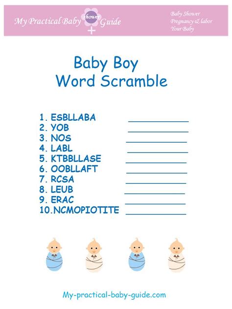 Baby Shower Word Scramble - My Practical Baby Shower Guide