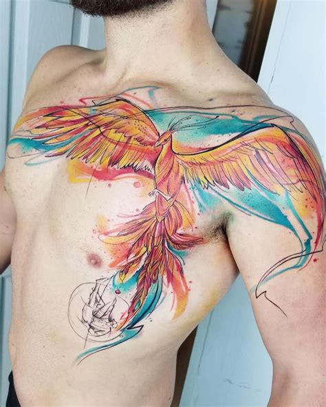 40+ Watercolor Phoenix Tattoo Ideas