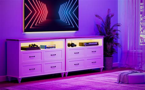 Amazon.com: WAMPAT LED Dresser TV Stand for 85 Inch TV, White Kids Dressers Entertainment Center ...