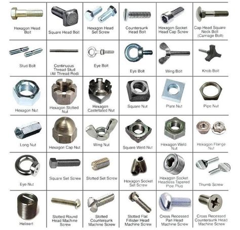 Types of Nuts, Bolts, Screws : coolguides | Garage tools, Screws and bolts, Metal working tools