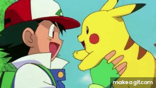 Ash and Pikachu hugging on Make a GIF