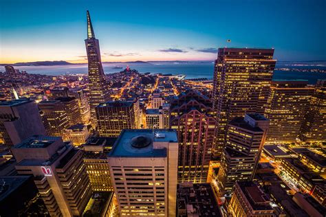 San Francisco Financial Disctrict Skyscrapers Cityscape at Night Free ...