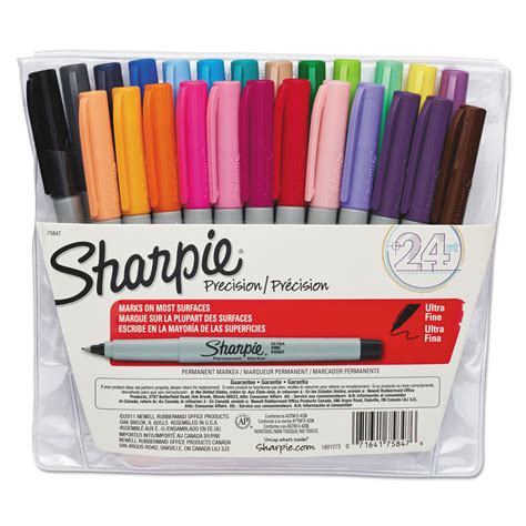 Sharpie SAN75847 Permanent Markers, Ultra Fine Point, Assorted, 24/Set